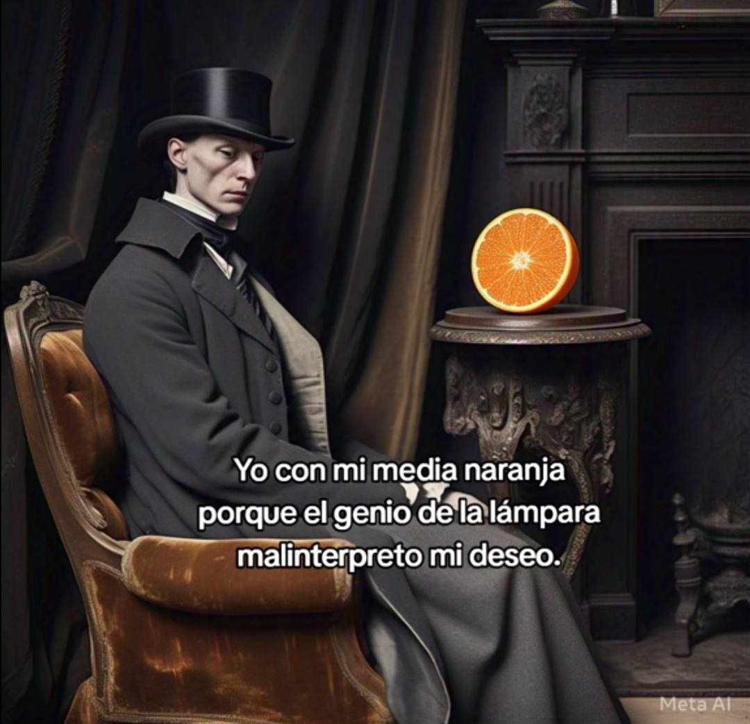 Yo con mi media naranja porque le genio de la lámpara malinterpretó mi deseo