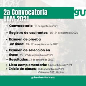 Convocatoria UAM 2021 otoño_Fechas