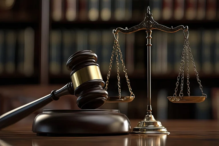 imagen de un mazo y balanza, símbolos de la carrera de derecho