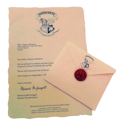 carta aceptación Hogwarts
