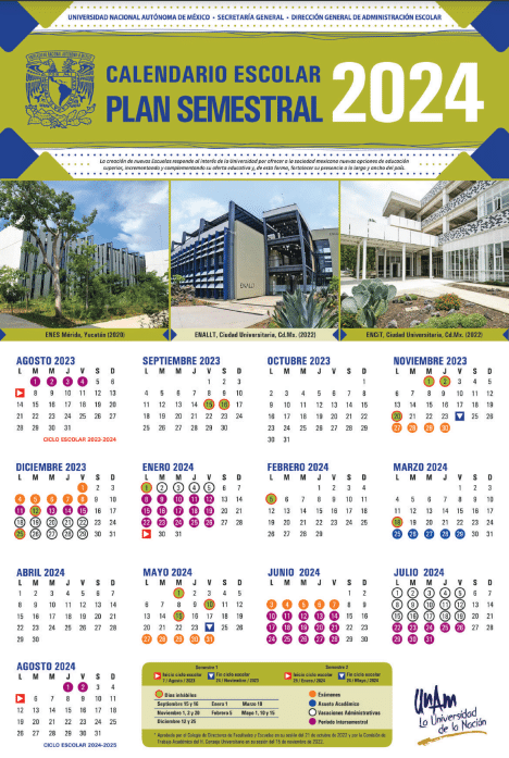 Calendario escolar unam - plan semestral 2024