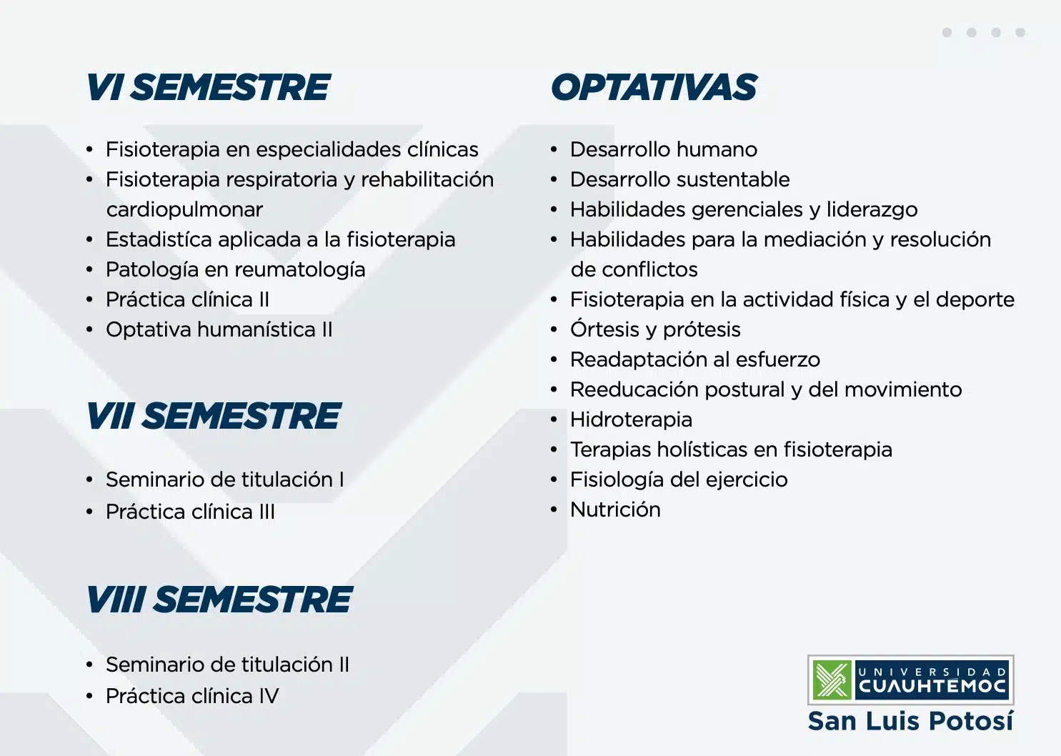 Plan de estudios Fisioterapia (RVOE- 20150090) - UCSLP