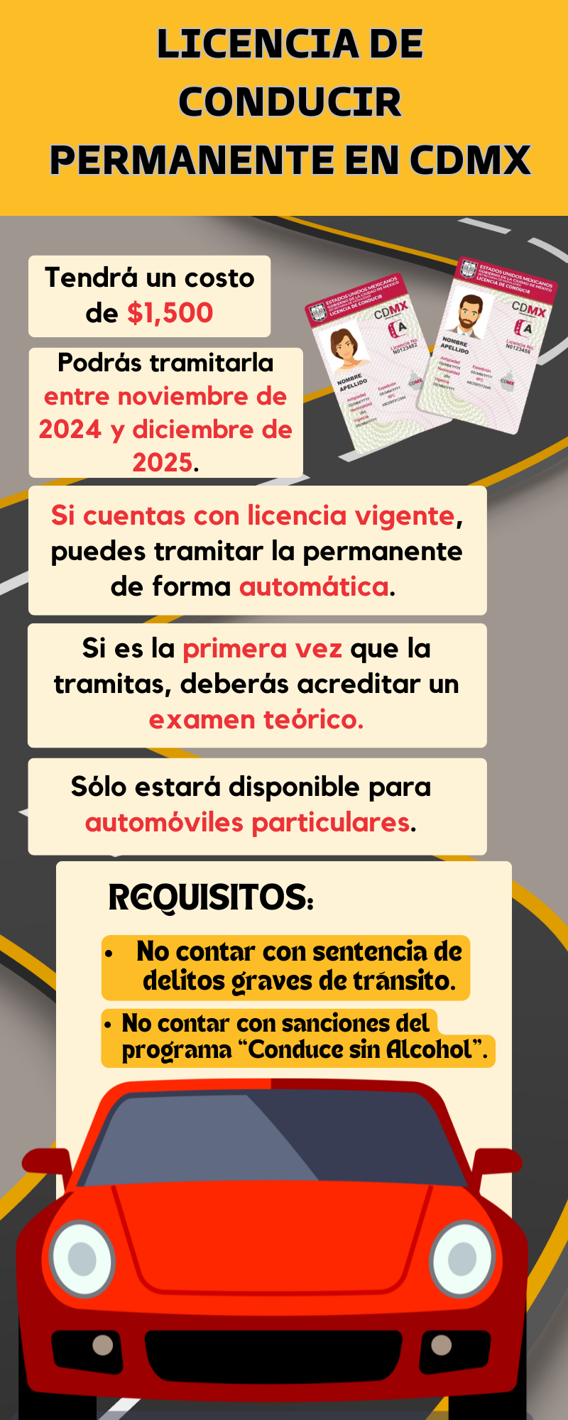 Licencia de conducir permanente en CDMX