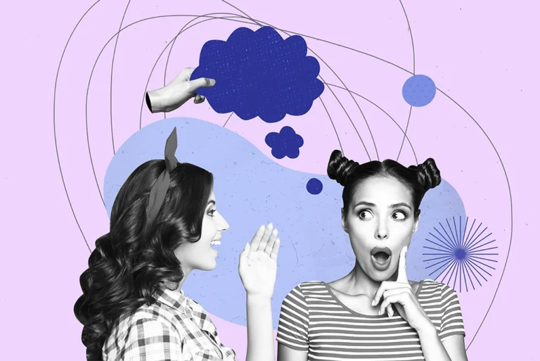 ilustración de dos jóvenes mostrando por qué el chisme es bueno