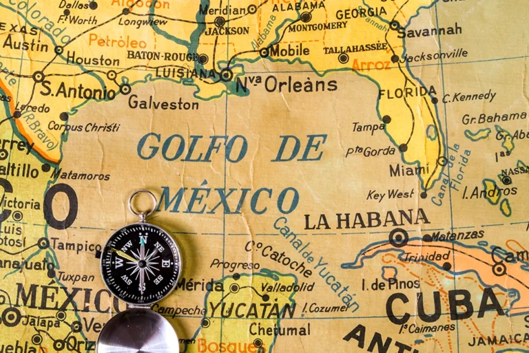 Mapa que muestra el Golfo de México, tema trend sobre el territorio mexicano