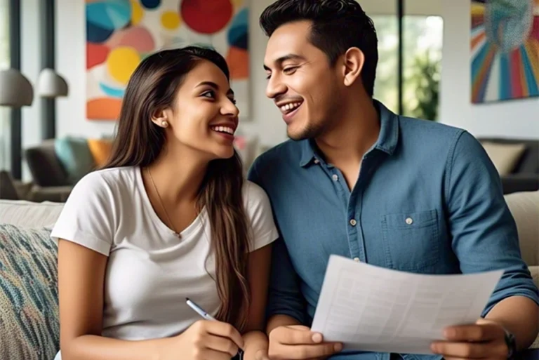 joven pareja poniéndose a prueba con un test de compatibilidad