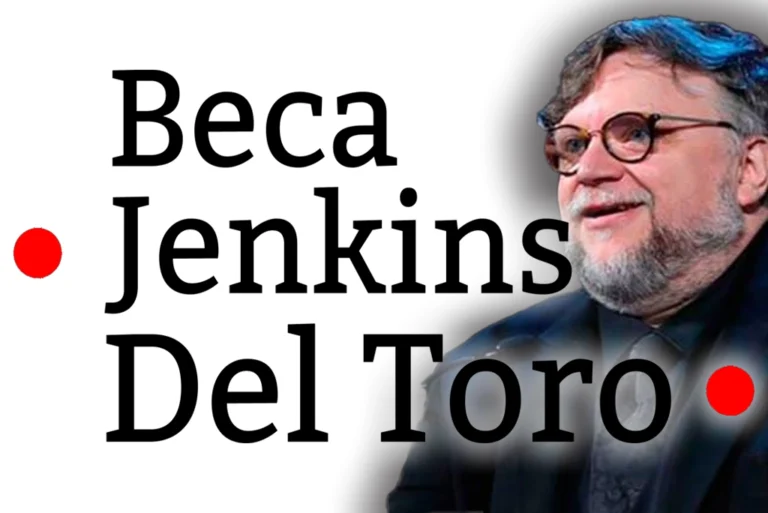 Guillermo del Toro de fondo con el texto Beca Jenkins Del Toro, apoyo para futuros cineastas