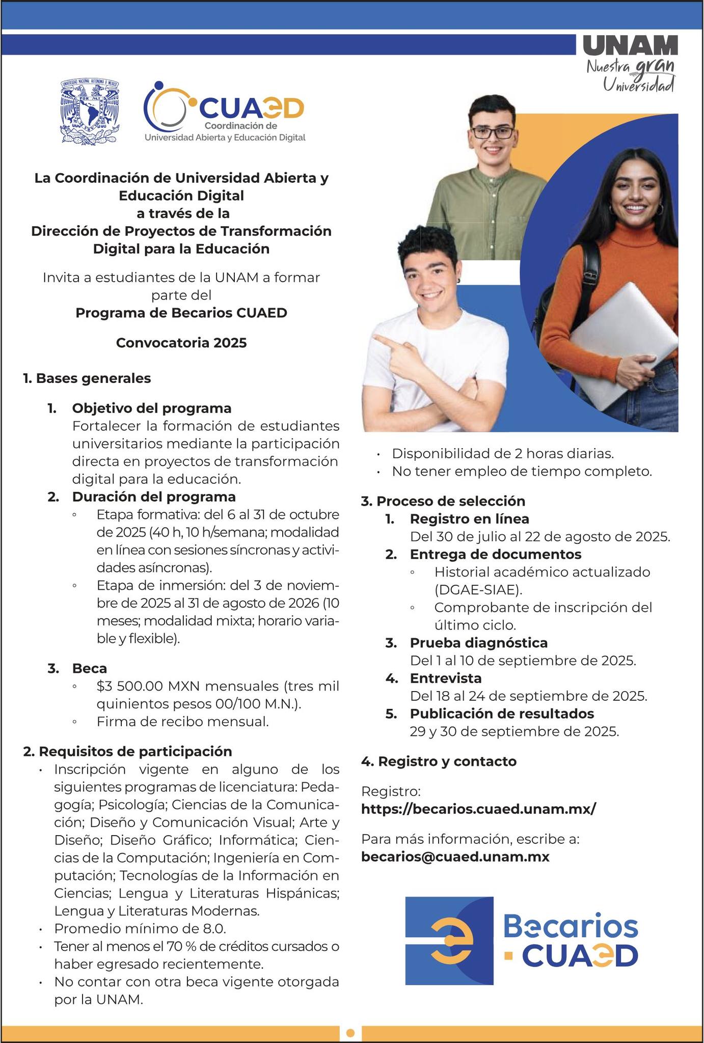 convocatoria del programa de becarios CUAED 2025