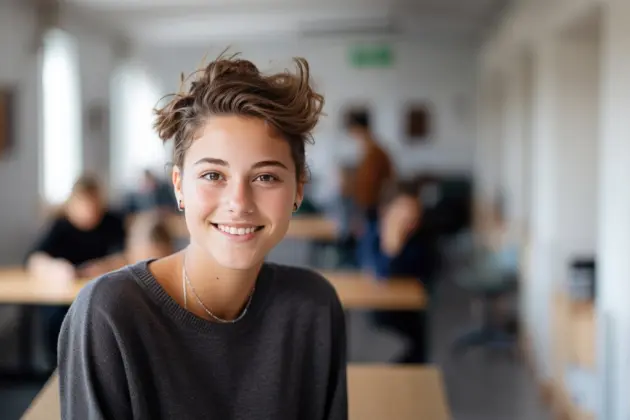 Estudiante feliz recibiendo la Beca Santander de Manutención 2025, un apoyo económico de $9,000 pesos para continuar sus estudios universitarios