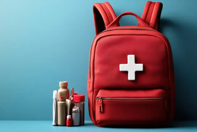 mochila de vida gratis de emergencia proporcionada por el gobierno de la CDMX, mostrando artículos como botiquín, linterna y silbato