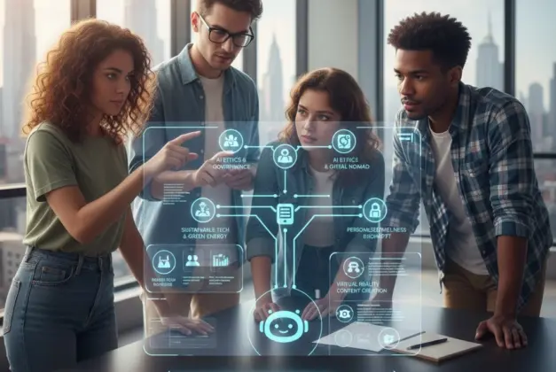 óvenes eligiendo tendencias laborales — imagen representativa de "carreras que recomienda chatgpt" en un test vocacional