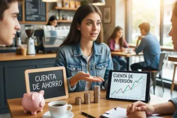 joven comparando las principales diferencias entre una cuenta de inversión y una cuenta de ahorro para un público joven.