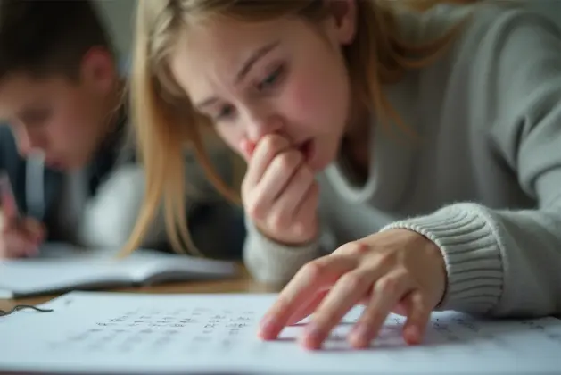 joven estudiante con aparentes problemas onicofagia por el estrés universitario