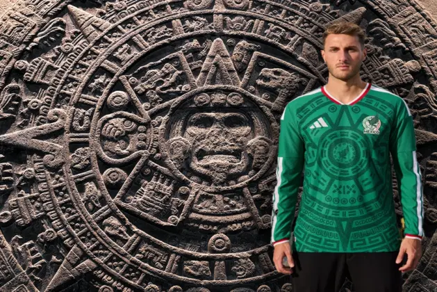 leyenda del quinto sol (Nahui Ollin) en el jersey de México