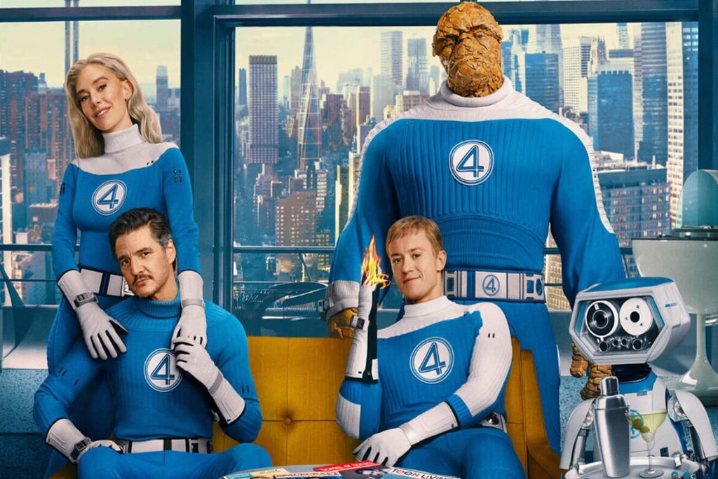 Los Cuatro Fantásticos (2025) con el equipo completo: Mr. Fantástico, La Mujer Invisible, La Antorcha Humana y La Cosa
