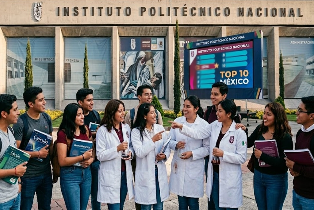 Estudiantes del IPN en laboratorio y campus, celebrando el posicionamiento del IPN top mejores universidades de México en el ranking QS 2027