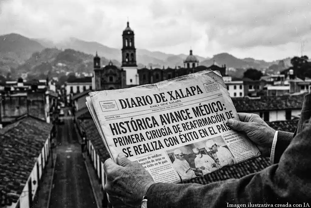 Imagen que representa el origen de la operación jarocha en México, mostrando elementos visuales de Xalapa, Veracruz, y la comunidad LGBT+ en un contexto histórico de los años 60