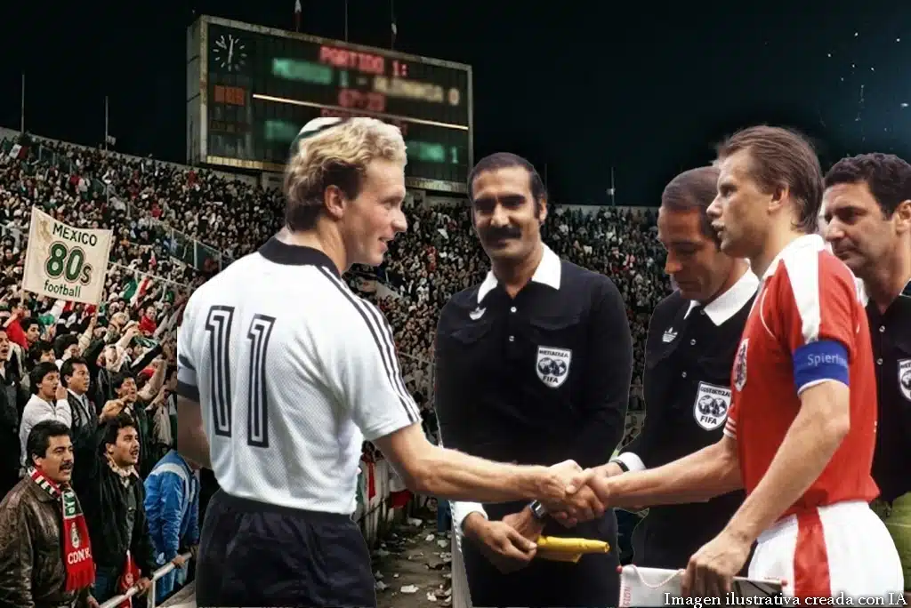 Imagen que representa el origen de partidos simultáneos en el Mundial de fútbol con una pantalla dividida mostrando dos partidos de la fase de grupos jugándose a la misma hora
